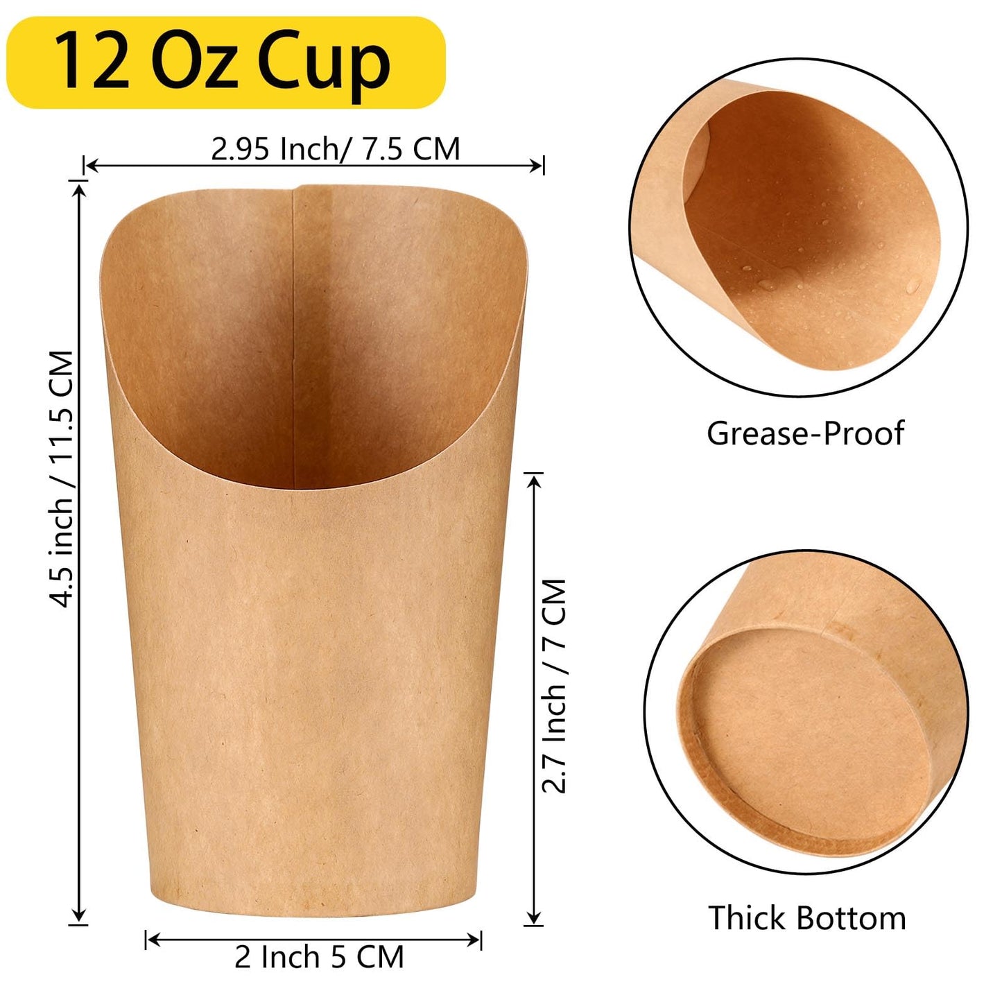 50 Pcs Charcuterie Cups with Skewers, 12 Oz Paper Snack Appetizer Cups with Cocktail Picks, French Fry Holder Brown Kraft, Disposable Popcorn Boxes Cones, Party Board Favor(50 Cups + 200 Sticks)