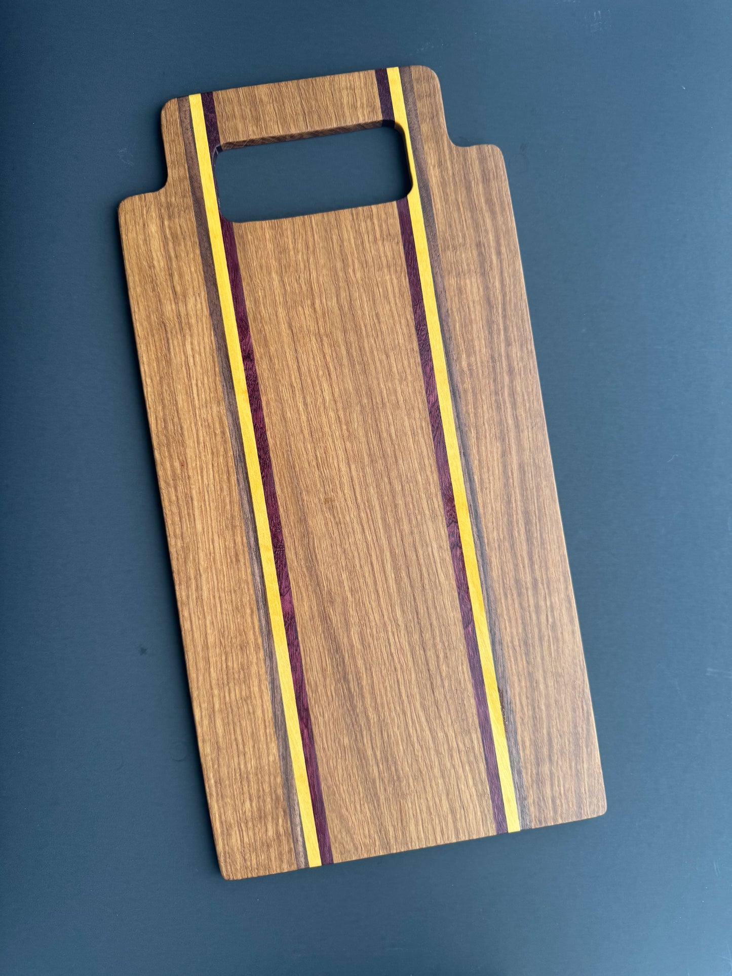 Charcuterie board - Oak, walnut, purpleheart & yellowheart