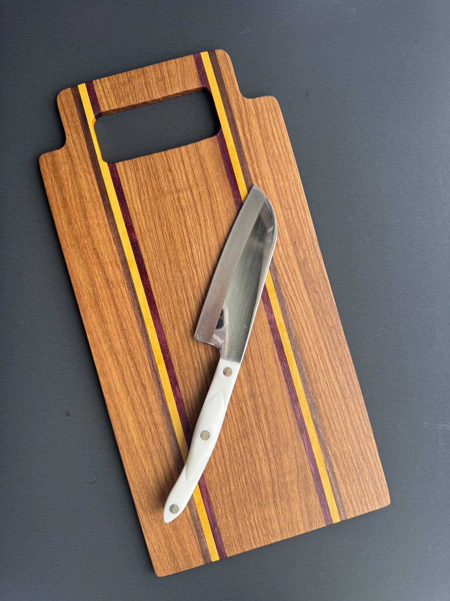 Charcuterie board - Oak, walnut, purpleheart & yellowheart